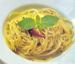 Спагетти с чесноком, оливковым маслом и перцем